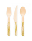 Premium Wooden Cutlery Gold- 18 Pc