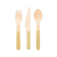 Premium Wooden Cutlery Gold- 18 Pc