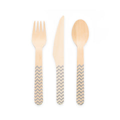 Premium Wooden Cutlery Silver- 18 Pc