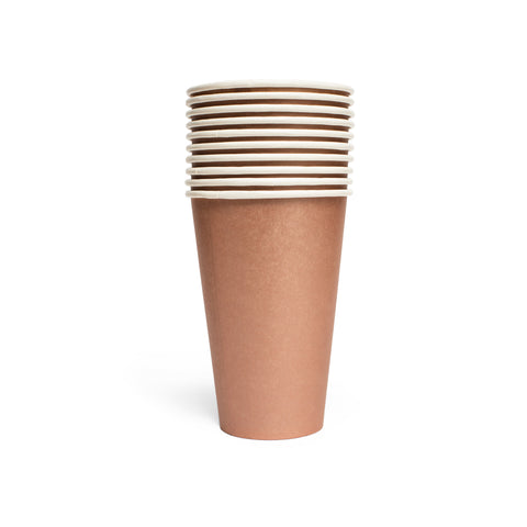 Premium Paper Cups Rose Gold 350ml- 10 Pc