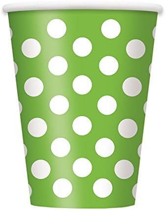 Paper Cups 355 ml Lime Green Polka Dot- 8 Pc