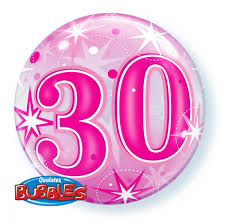 Bubble 30 Pink Starburst Sparkle (Helium) - 22 Inches