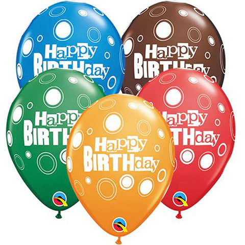 Birthday Bold Dots Latex Balloon (Helium/Air Filled) - 11 Inches