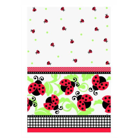 Plastic Table Cover 54In*84In Lively Lady Bugs- 1 Pc