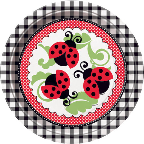 Square Paper Plates 7 Inches Lively Lady Bugs- 8 Pc