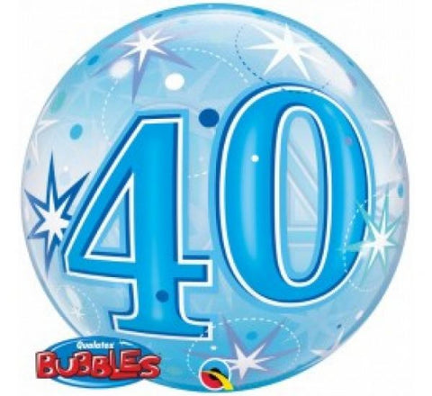 Bubble 40 Blue Starburst Sparkle (Helium) - 22 Inches