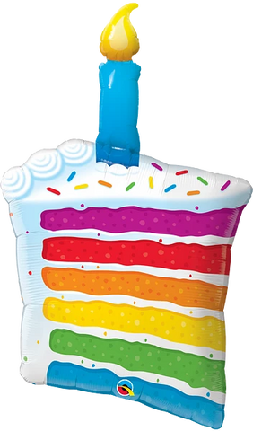 Rainbow Cake & Candle (Helium) - 42 Inches