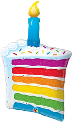 Rainbow Cake & Candle (Helium) - 42 Inches