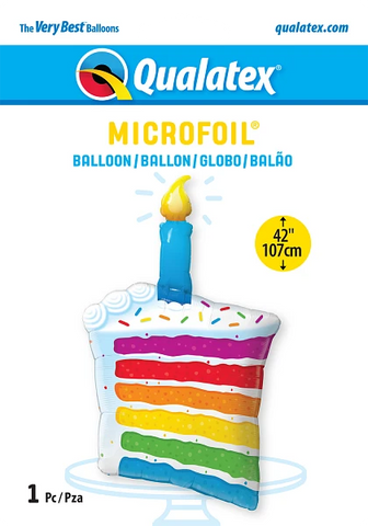 Rainbow Cake & Candle (Helium) - 42 Inches