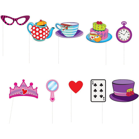 Mad Hatter Tea Party Photo Booth Props-10Pc