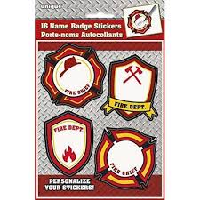 Name Badge Stickers Fire Engine-16Pc