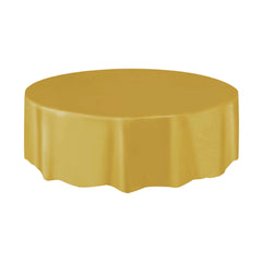 Round Plastic Table Cover Gold Diameter 83 Inches- 1Pc