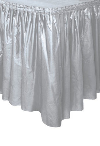 Plastic Table Skirt Silver Diameter 29In * 14Ft- 1Pc