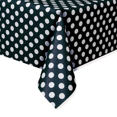 Plastic Table Cover 54In*84In Black Polka Dot - 1 Pc