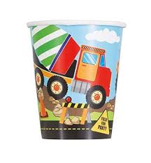 Paper Cups 220 ml Construction Party- 8 Pc