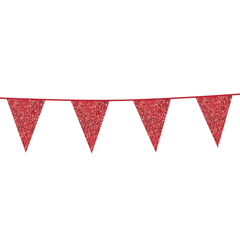 Premium Paper Glitter Bunting Red 18ft - 1 Pc