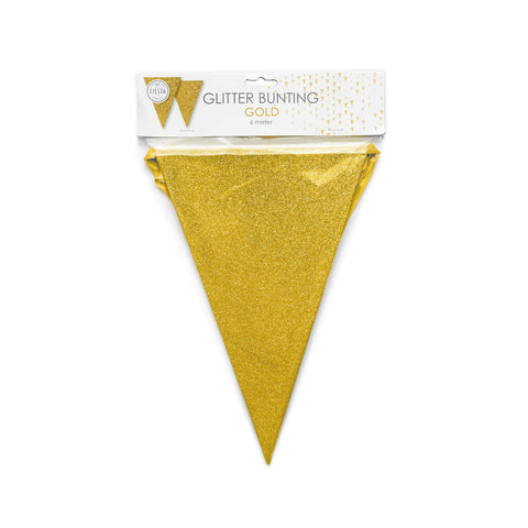 Premium Paper Glitter Bunting Gold 18ft - 1 Pc