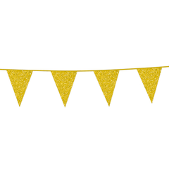 Premium Paper Glitter Bunting Gold 18ft - 1 Pc