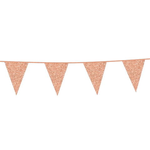 Premium Paper Glitter Bunting Rose Gold 18ft - 1 Pc