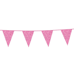 Premium Paper Glitter Bunting Baby Pink 18ft - 1 Pc