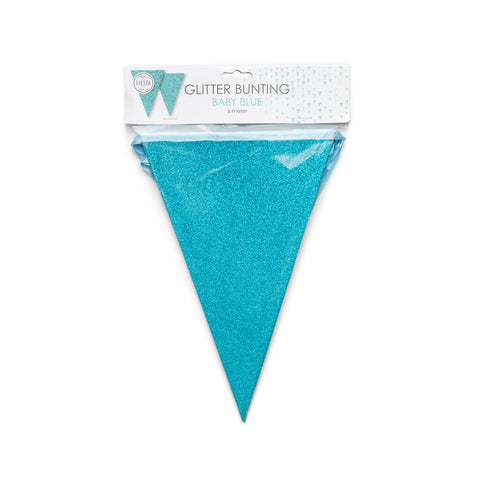 Premium Paper Glitter Bunting Baby Blue 18ft - 1 Pc