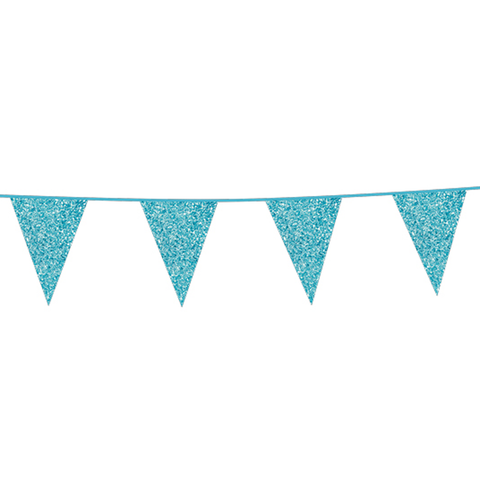 Premium Paper Glitter Bunting Baby Blue 18ft - 1 Pc