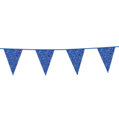 Premium Paper Glitter Bunting Dark Blue 18ft - 1 Pc