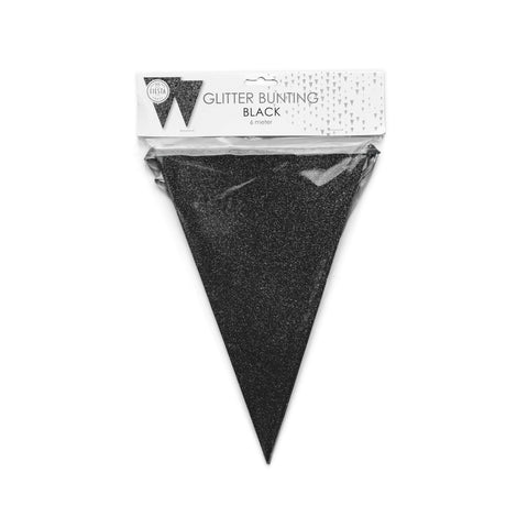 Premium Paper Glitter Bunting Black 18ft - 1 Pc