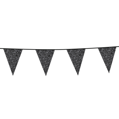 Premium Paper Glitter Bunting Black 18ft - 1 Pc