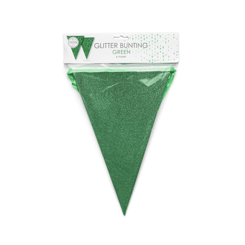 Premium Paper Glitter Bunting Dark Green 18ft - 1 Pc