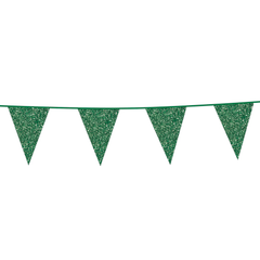 Premium Paper Glitter Bunting Dark Green 18ft - 1 Pc