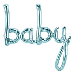 “Baby” Script ‑ Pastel Blue Balloon (Air-Filled) - 34 Inches