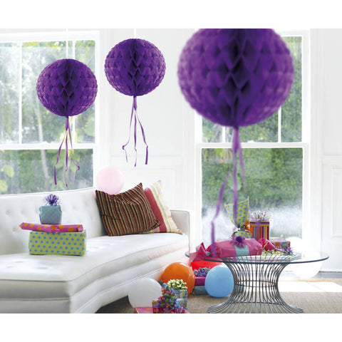 Paper Honeycombs Decorations Purple 30cm- 1Pc