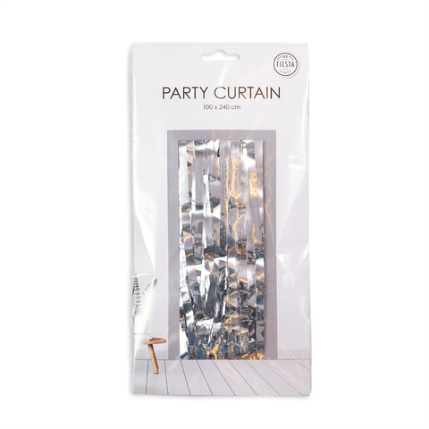 Premium Party Curtain Foil Flame Retardant Silver 8ft*3ft - 1 Pc