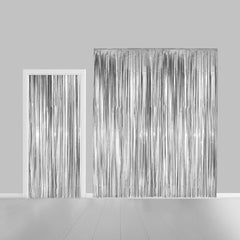 Premium Party Curtain Foil Flame Retardant Silver 8ft*3ft - 1 Pc