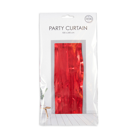 Premium Party Curtain Foil Flame Retardant Red 8ft*3ft - 1 Pc