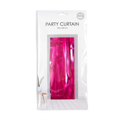 Premium Party Curtain Foil Flame Retardant Hot Pink 8ft*3ft - 1 Pc