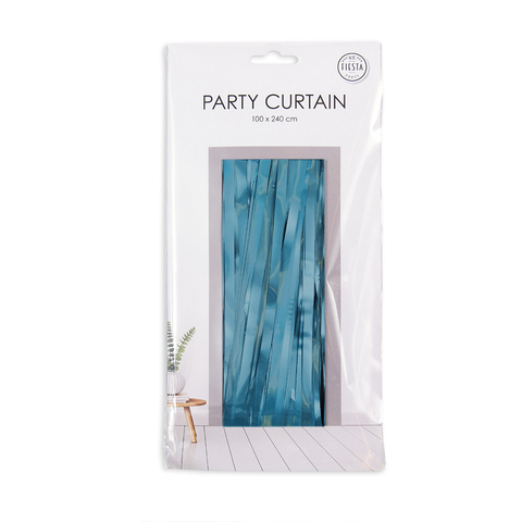 Premium Party Curtain Foil Flame Retardant Turquoise 8ft*3ft - 1 Pc