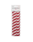 20 Paper Straws 6mm x 197mm Striped Red