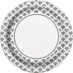 Paper Plates 9 Inches Silver Scallop- 8 Pc