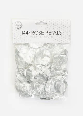 Fabric Rose Petals Metallic Silver-144pc