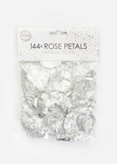 Fabric Rose Petals Metallic Silver-144pc