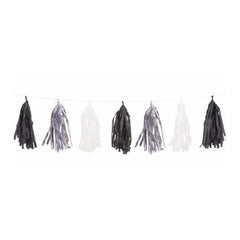 Paper Tassel Garland Black/silver 9Ft- 1Pc