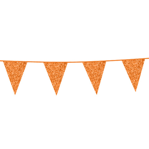 Premium Paper Glitter Bunting Orange 18ft - 1 Pc