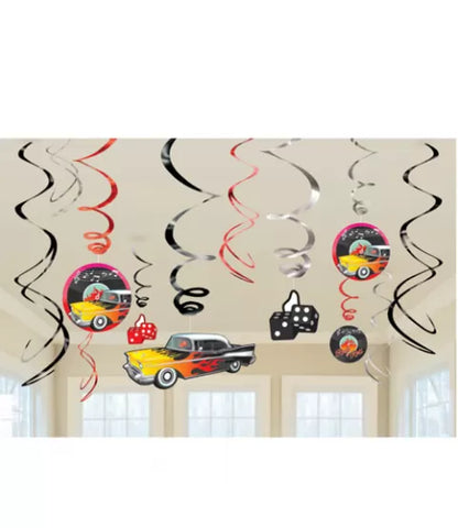 Rock N Roll Swirl Decoration- 12pc