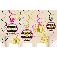 50Th Birthday Swirl Decoration Kit-12pc