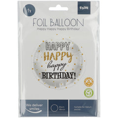 Round Happy Birthday Gold (Helium) - 18 Inches