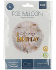 Round  Birthday Birthday Marble Pink (Helium) - 18 Inches