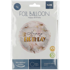 Round  Birthday Birthday Marble Pink (Helium) - 18 Inches