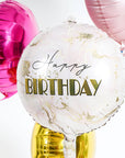 Round  Birthday Birthday Marble Pink (Helium) - 18 Inches